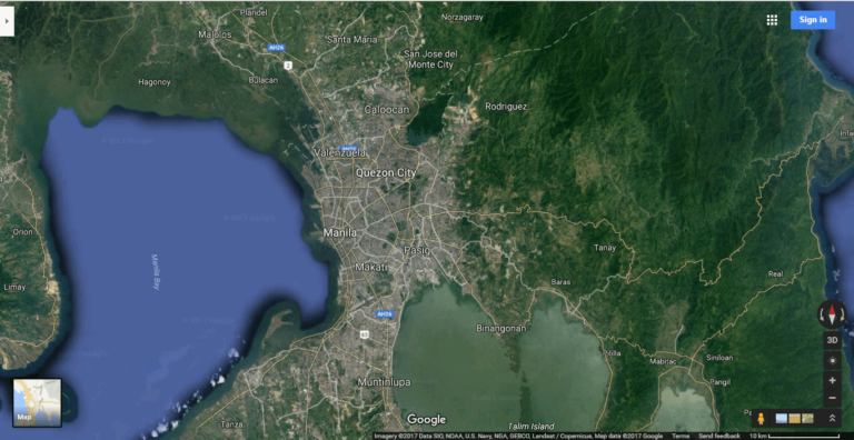 Bản đồ thành phố Manila, Philippines nhìn từ vệ tinh
