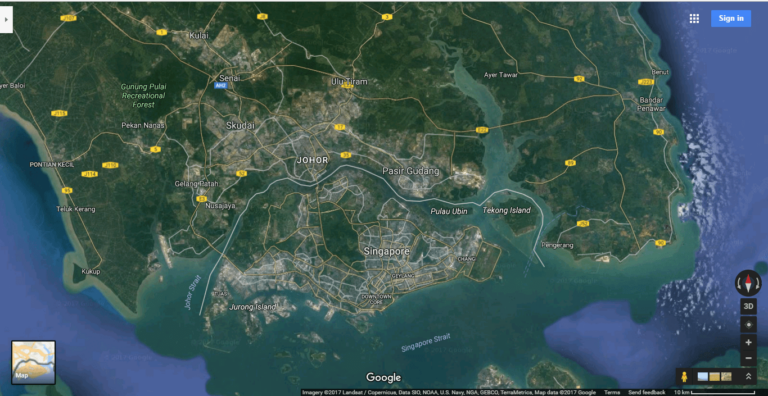 Bản đồ Singapore nhìn từ vệ tinh