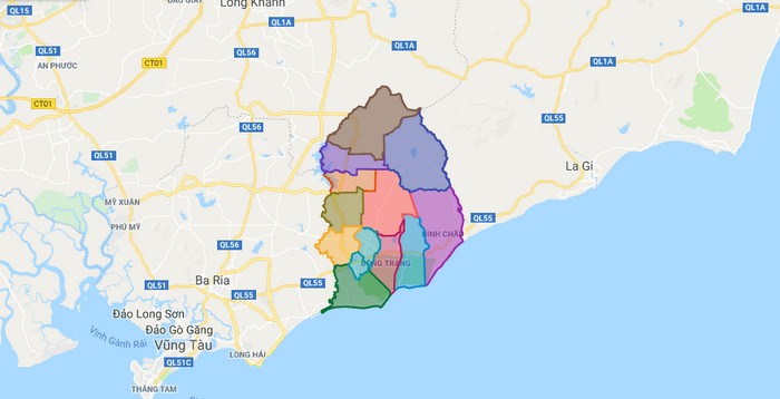 Map of Xuyen Moc district - Ba Ria Vung Tau
