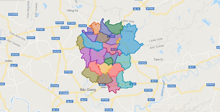 Map of Lang Giang district - Bac Giang