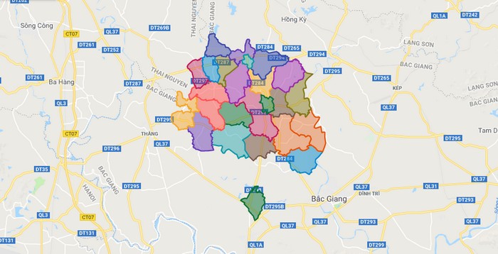 Map of Tan Yen district - Bac Giang