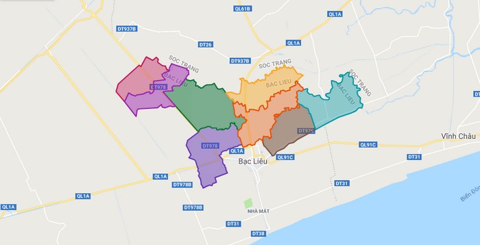Map of Vinh Loi district - Bac Lieu