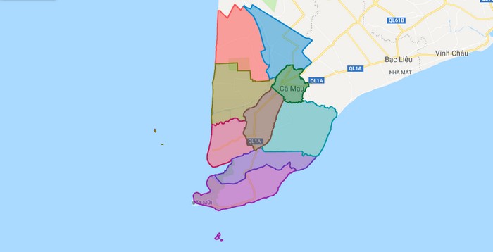 Map of Ca Mau province