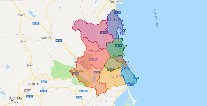 Map of Phu Yen province