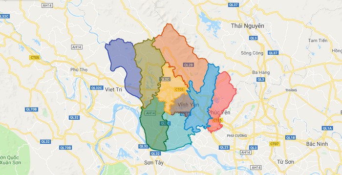 Map of Vinh Phuc province
