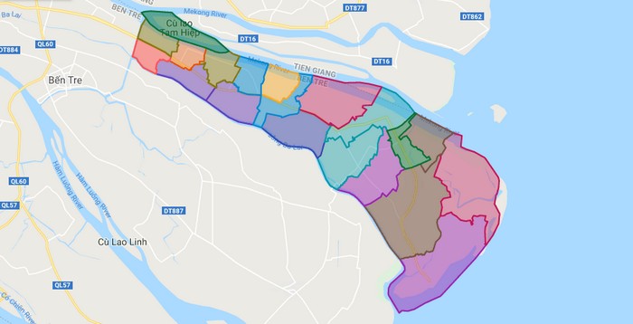 Map of Binh Dai district - Ben Tre