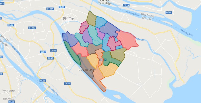Map of Giong Trom district - Ben Tre