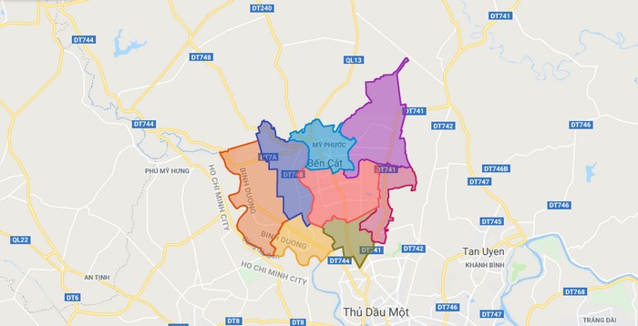 Map of Ben Cat town - Binh Duong