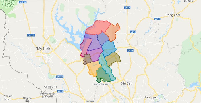 Map of Dau Tieng district - Binh Duong