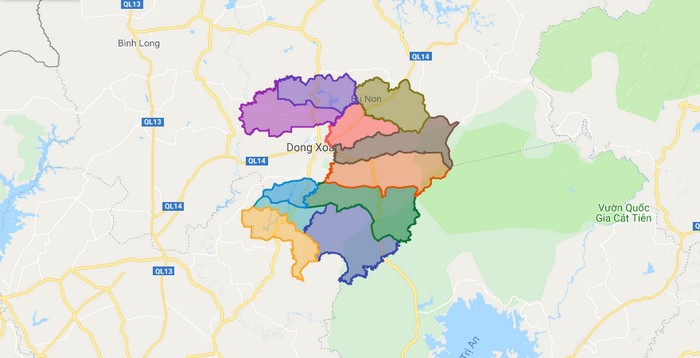 Map of Dong Phu district - Binh Phuoc