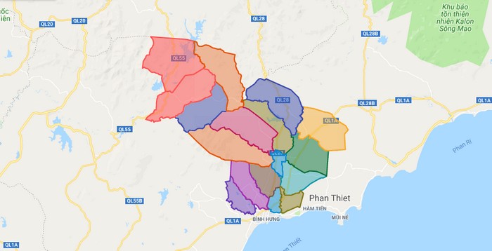 Map of Ham Thuan Bac district - Binh Thuan