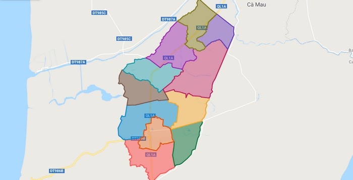Map of Cai Nuoc district - Ca Mau