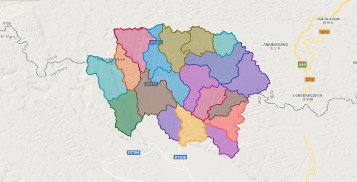 Map of Ha Quang district - Cao Bang