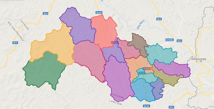 Map of Thach An district - Cao Bang