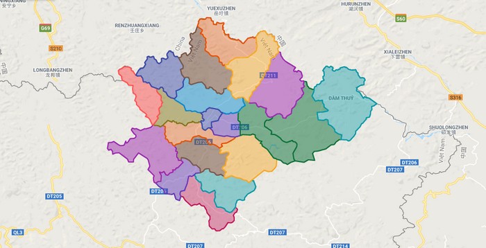 Map of Trung Khanh district - Cao Bang
