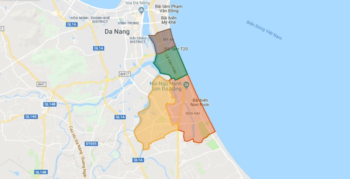 Map of Ngu Hanh Son district - Da Nang city