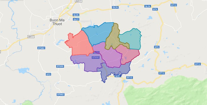 Bản đồ huyện Cư Kuin - Đắk Lắk - Địa Ốc Thông Thái