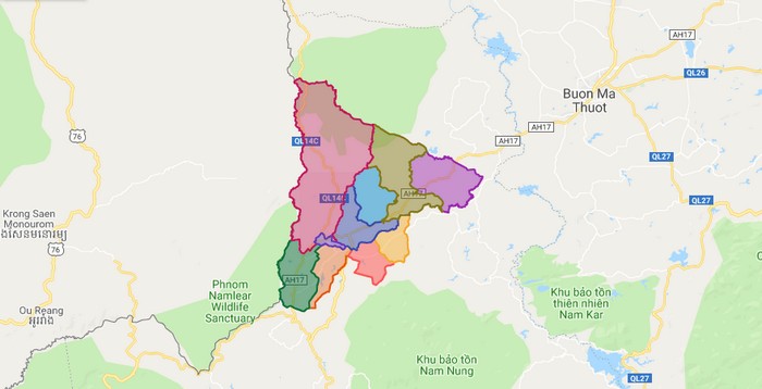 Map of Dak Mil district - Dak Nong