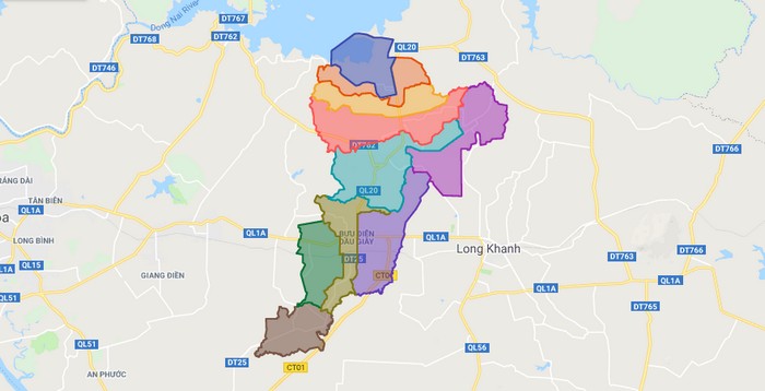 Map of Thong Nhat district - Dong Nai