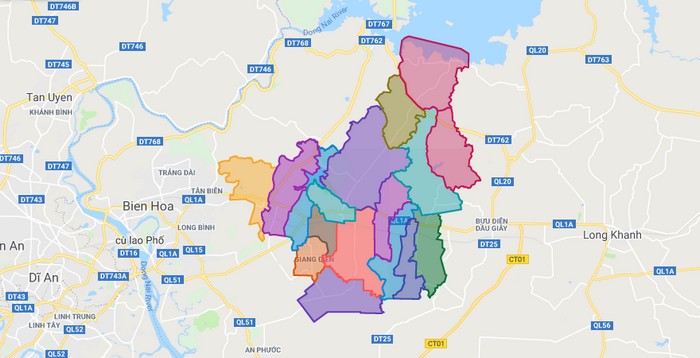 Map of Trang Bom district - Dong Nai