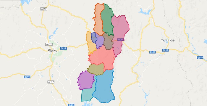 Map of Mang Yang district - Gia Lai