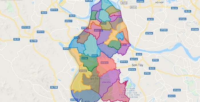 Map of Ba Vi district - Ha Noi