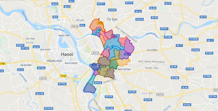 Map of Gia Lam district - Ha Noi