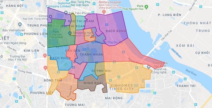 Map of Hai Ba Trung district - Ha Noi