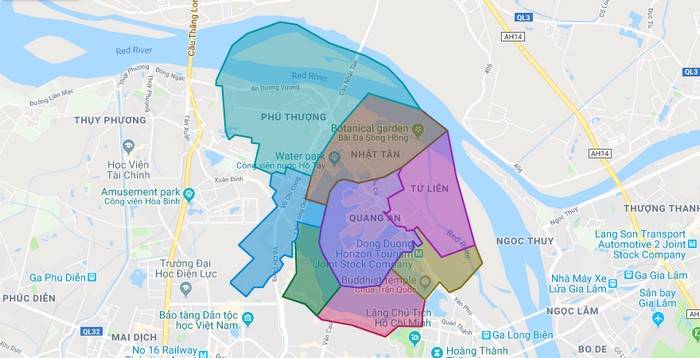 Map of Tay Ho district - Ha Noi