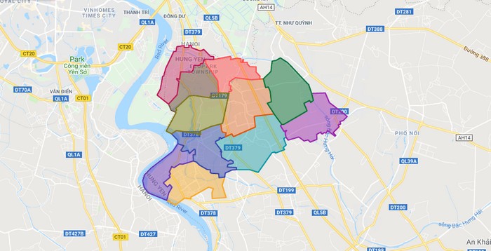Map of Van Giang district - Hung Yen