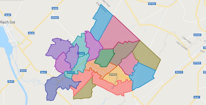 Map of Giong Rieng district - Kien Giang