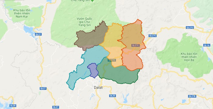 Map of Lac Duong district - Lam Dong