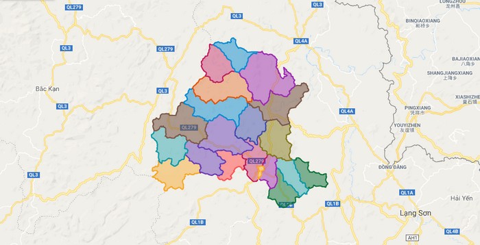 Map of Binh Gia district - Lang Son