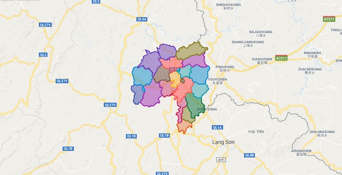 Map of Van Lang district - Lang Son