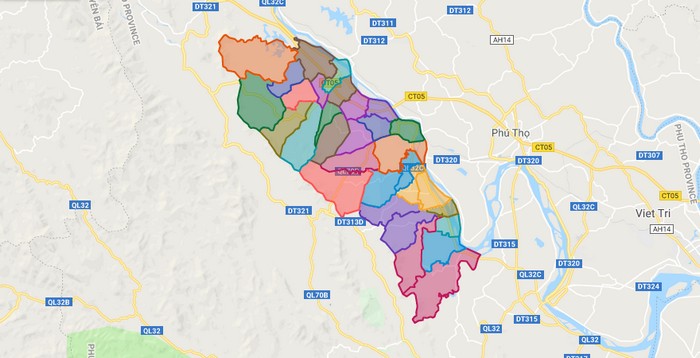 Map of Cam Khe district - Phu Tho