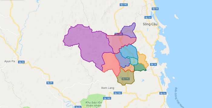 Map of Dong Xuan district - Phu Yen