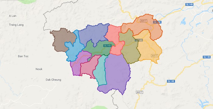 Map of Nam Giang district - Quang Nam