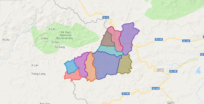 Map of Tay Giang district - Quang Nam