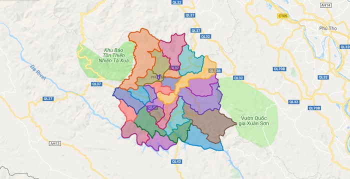 Map of Phu Yen district - Son La