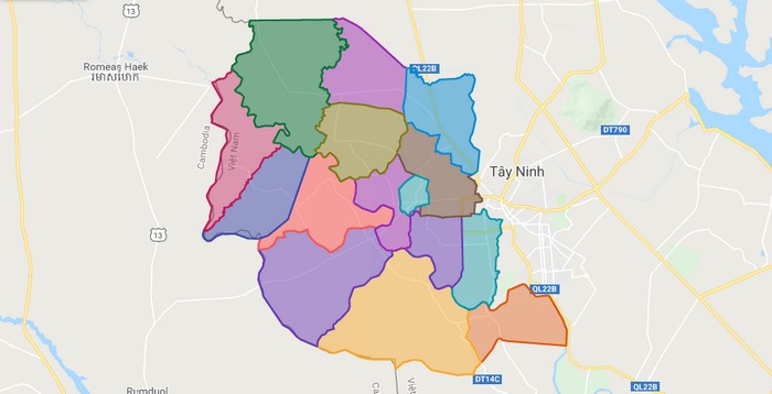 Map of Chau Thanh district - Tay Ninh
