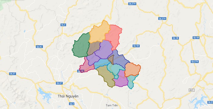 Map of Vo Nhai district - Thai Nguyen