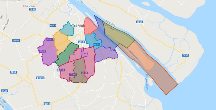 Map of Chau Thanh district - Tra Vinh