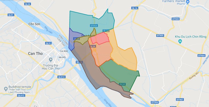 Map of Binh Minh town - Vinh Long