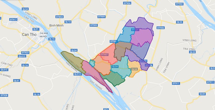 Map of Tra On district - Vinh Long