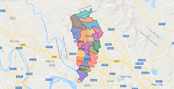 Map of Lap Thach district - Vinh Phuc