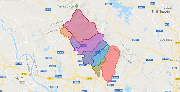 Map of Tam Dao district - Vinh Phuc
