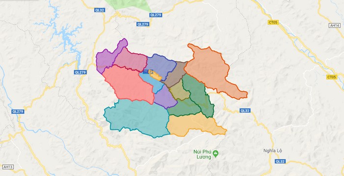 Map of Mu Cang Chai district - Yen Bai