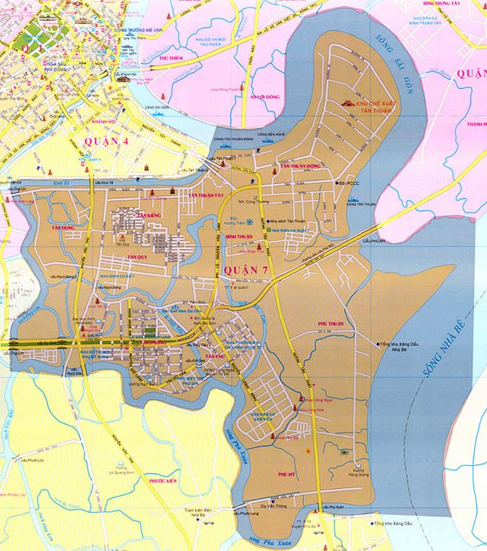 Bản đồ hành chính các phường Quận 7