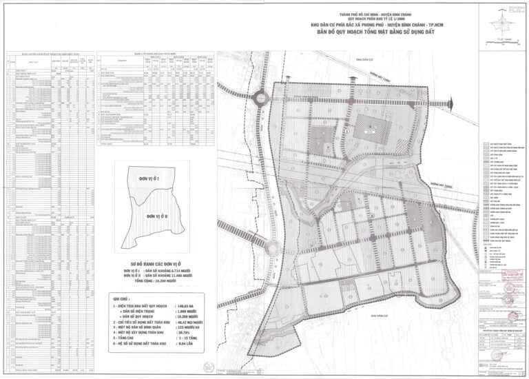 Bản đồ quy hoạch 1/2000 khu dân cư phía Bắc xã Phong Phú, Huyện Bình Chánh