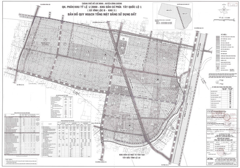 Bản đồ quy hoạch 1/2000 khu dân cư phía Tây Quốc lộ 1 (xã Vĩnh Lộc B - khu 3), Huyện Bình Chánh
